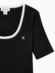 Buy 여성 베이비립 스쿱 컷아웃 탑 in color BLACK