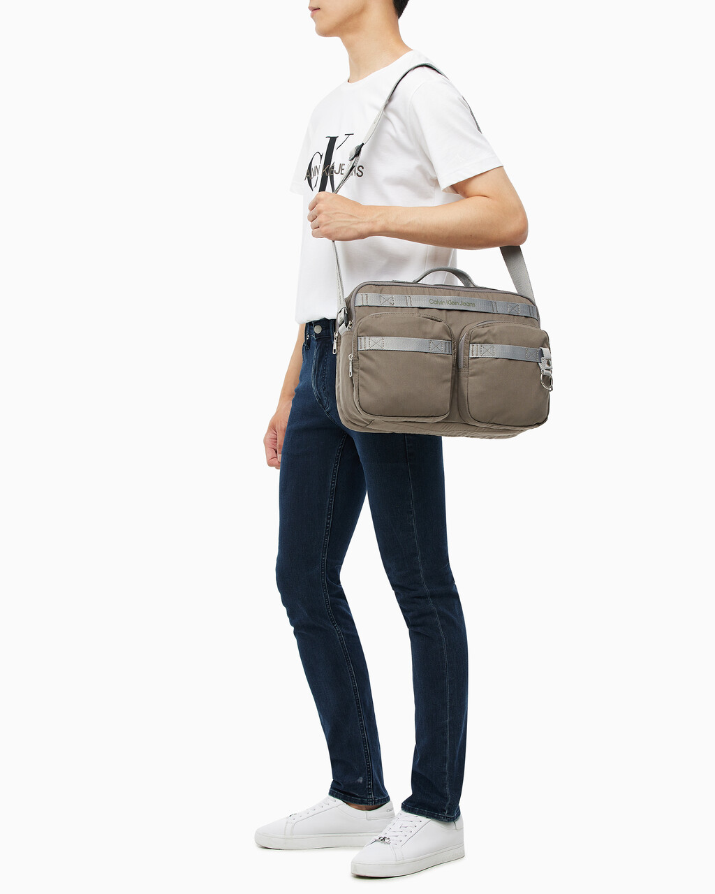 Buy 남성 CKJ 울트라라이트 크로스백 in color KHAKI GREY