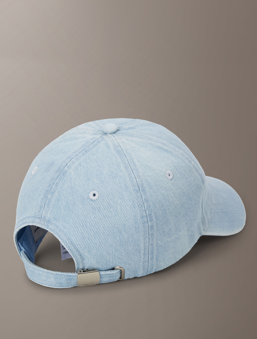 Buy 남녀공용 CKJ 스몰 모노그램 시즈널 로고 데님 볼캡 in color LIGHT BLUE