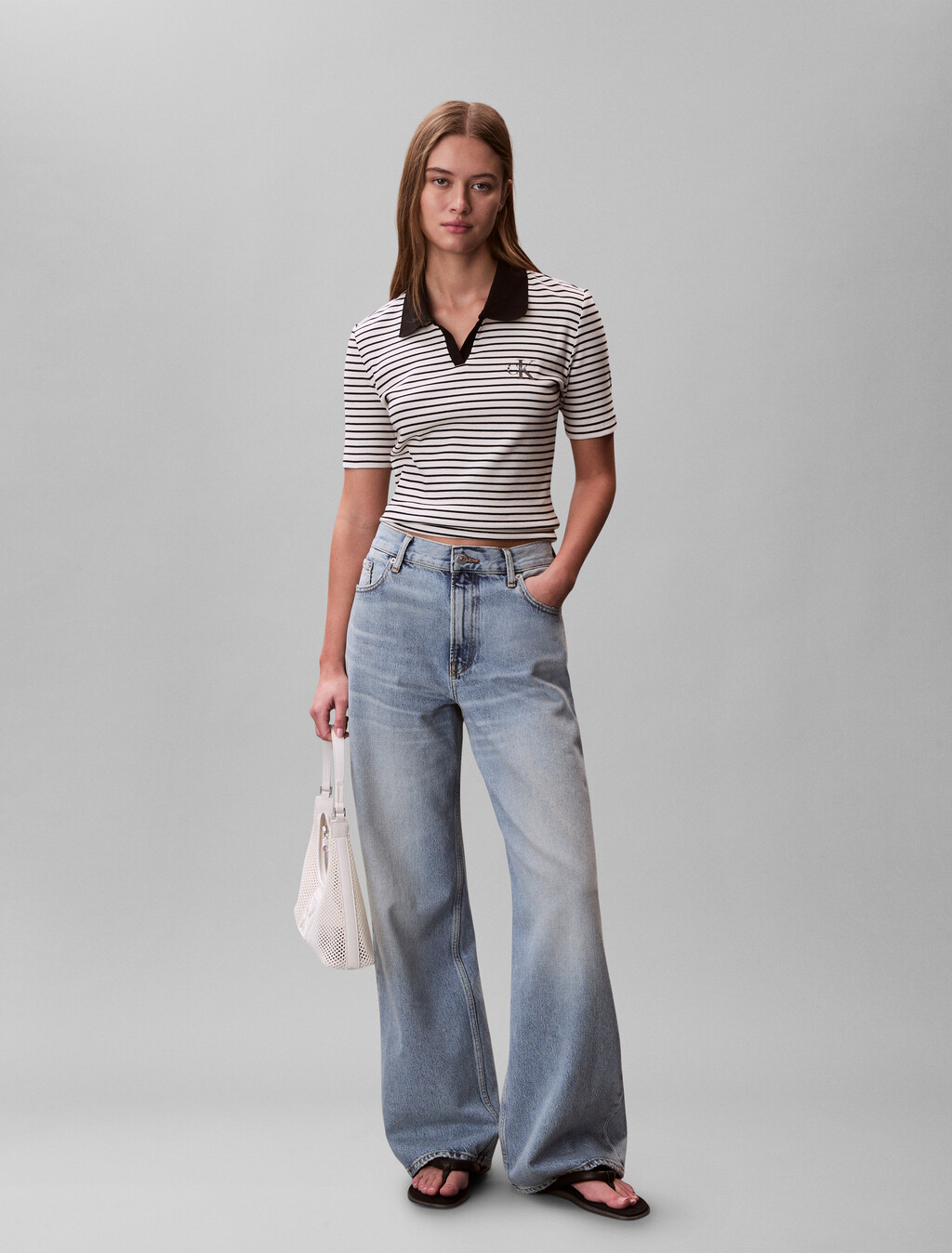 Buy 여성 모노로고 립폴로 티 in color Black stripe