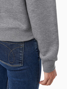 Buy 여성 코튼 모달 플리스 폴로 스웻셔츠 in color MEDIUM GREY HEATHER