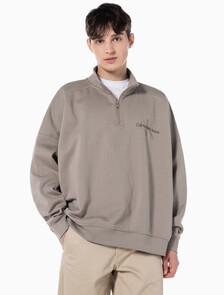 Buy 남녀공용 모노그램 로고 하프 집업 스웨트셔츠 in color PERFECT TAUPE