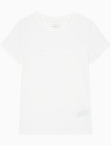 Buy 여성 슬림핏 인스티튜셔널 로고 반팔 티셔츠 in color BRIGHT WHITE