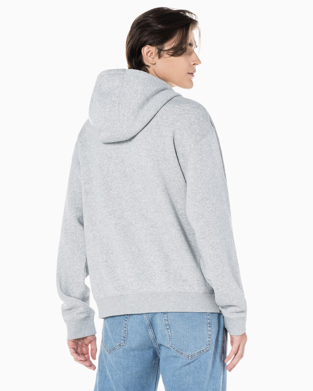 Buy 남녀공용 릴렉스핏 모노그램 집업 후디 in color LIGHT GREY HEATHER