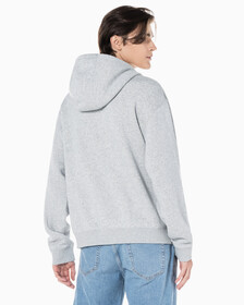 Buy 남녀공용 릴렉스핏 모노그램 집업 후디 in color LIGHT GREY HEATHER