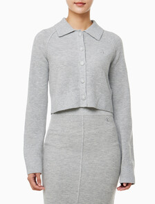 Buy 여성 버튼 가디건 in color LIGHT GREY HEATHER