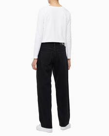 Buy 여성 90's 스트레이트핏 기모 블랙 데님 in color WASHED BLACK LOGO LACE