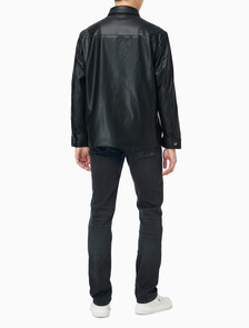 Buy 남성 페이크 레더 셔츠 자켓 in color BLACK