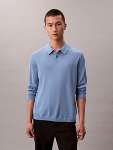 Buy 남성 메리노 울 폴로 스웨터 in color Light blue