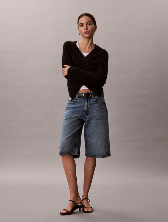 여성 텐셀 데님 롱쇼츠