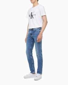 Buy 남성 미드블루 바디핏 데님 in color MID BLUE BACK EMBRO
