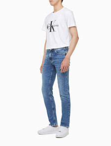 Buy 남성 미드블루 바디핏 데님 in color MID BLUE BACK EMBRO