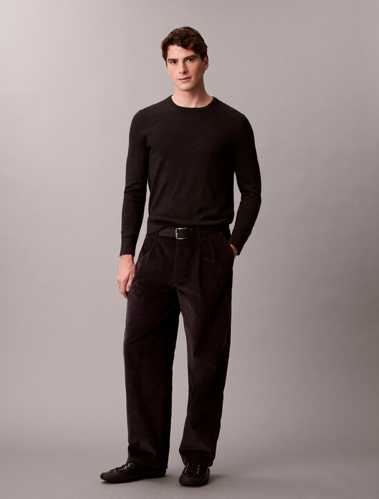 남성 코듀로이 플리티드 하프 엘라스틱 팬츠