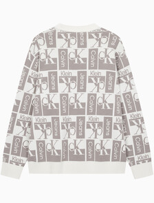 Buy 남성 릴렉스 핏 AOP 로고 스웨터 in color WHITE