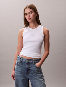 Buy 여성 베이비립 로고 크루 탱크 in color BRIGHT WHITE