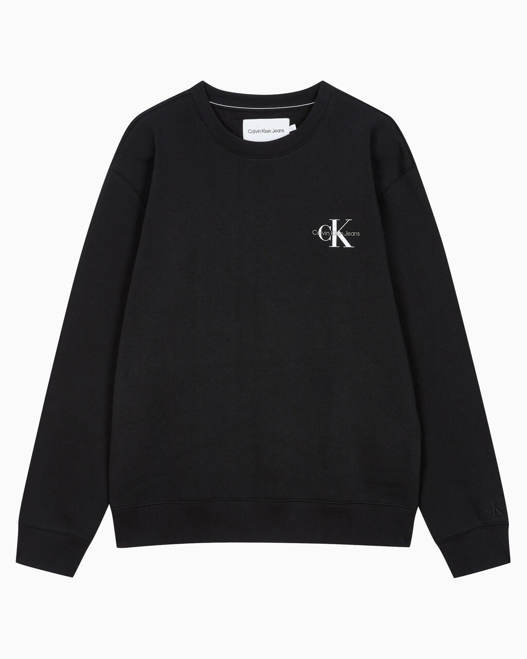 Buy 남녀공용 릴렉스핏 스몰 모노그램 로고 기모 스웨트셔츠 in color CK BLACK