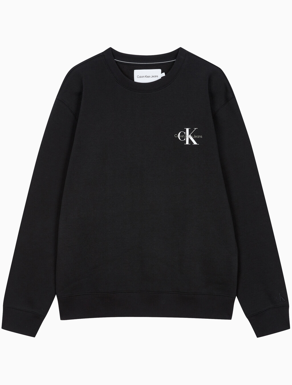 Buy 남녀공용 릴렉스핏 스몰 모노그램 로고 기모 스웨트셔츠 in color CK BLACK