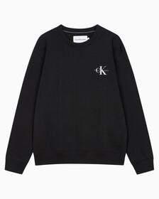 Buy 남녀공용 릴렉스핏 스몰 모노그램 로고 기모 스웨트셔츠 in color CK BLACK