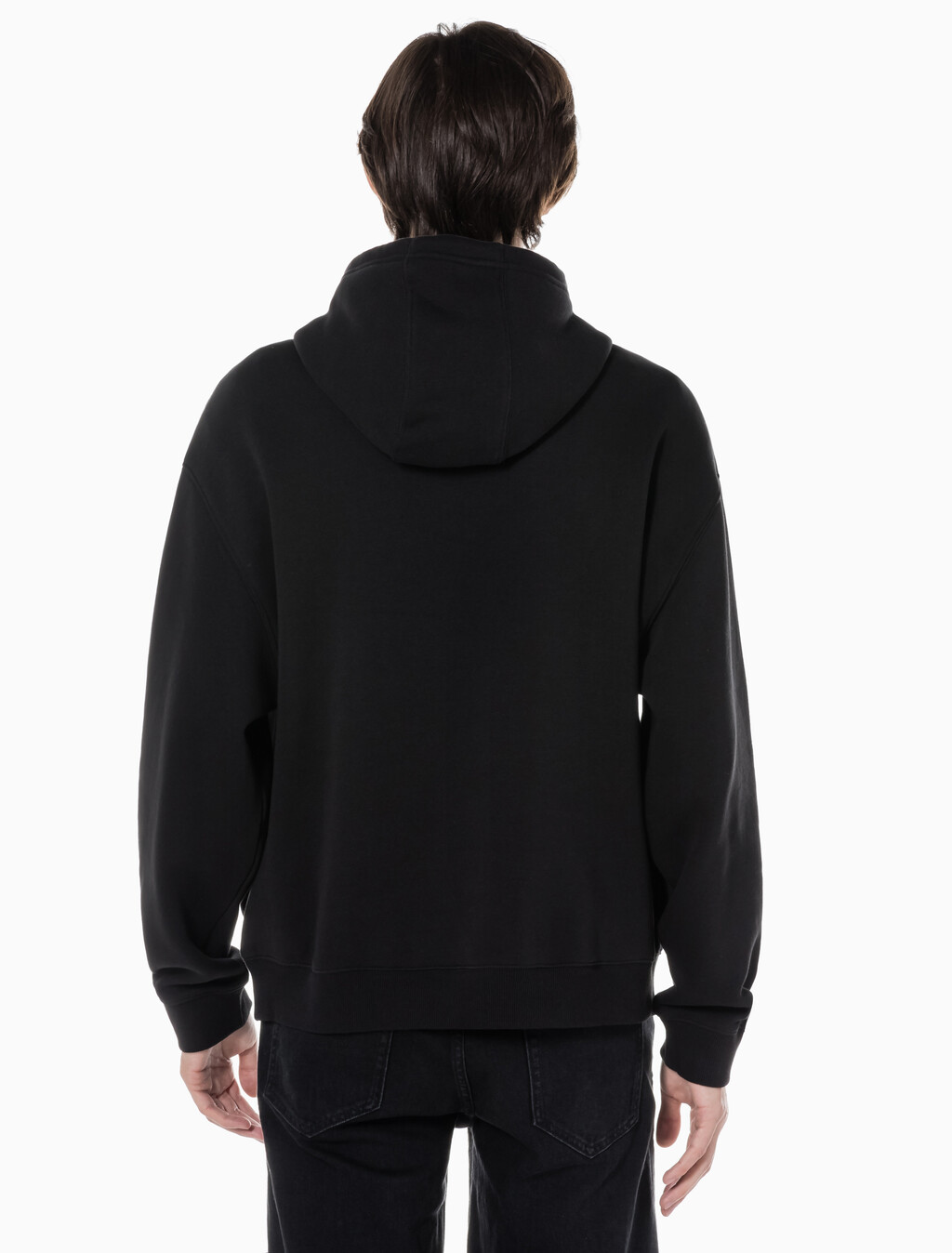 Buy 남녀공용 커브드로고 후디 in color CK BLACK