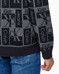 Buy 남성 릴렉스 핏 AOP 로고 스웨터 in color CK BLACK
