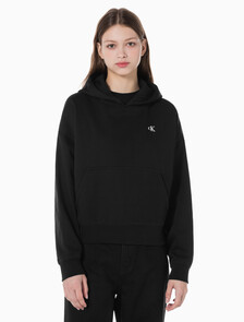 Buy 여성 아카이브 로고 플리스 후디 in color BLACK
