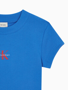 Buy 여성 모노그램 베이비 반팔 티셔츠 in color FRENCH BLUE