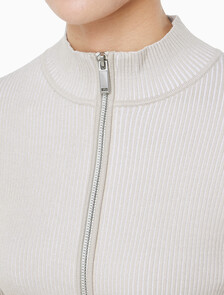 Buy 여성 L/S 풀 집업 스웨터 in color White