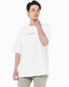 Buy 남성 릴렉스핏 인스티튜셔널 로고 반팔 스웨트셔츠 in color BRIGHT WHITE