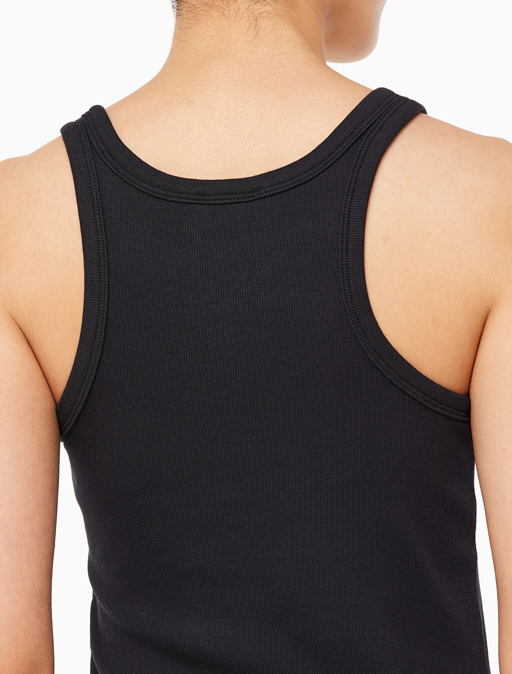 Buy 여성 코튼 컨투어 립 탱크 탑 in color BLACK BEAUTY