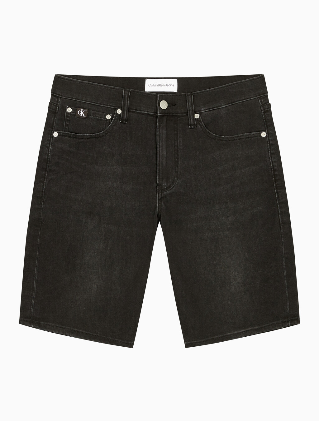 Buy 남성 37.5 기능성 레귤러 블랙 데님 쇼츠 in color WASHED BLACK LOGO LACE