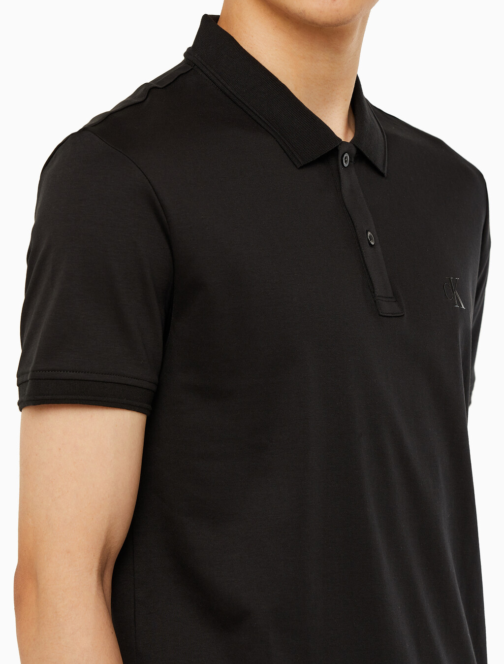 Buy 남성 톤온톤 로고 레귤러핏 폴로 반팔 티셔츠 in color CK BLACK