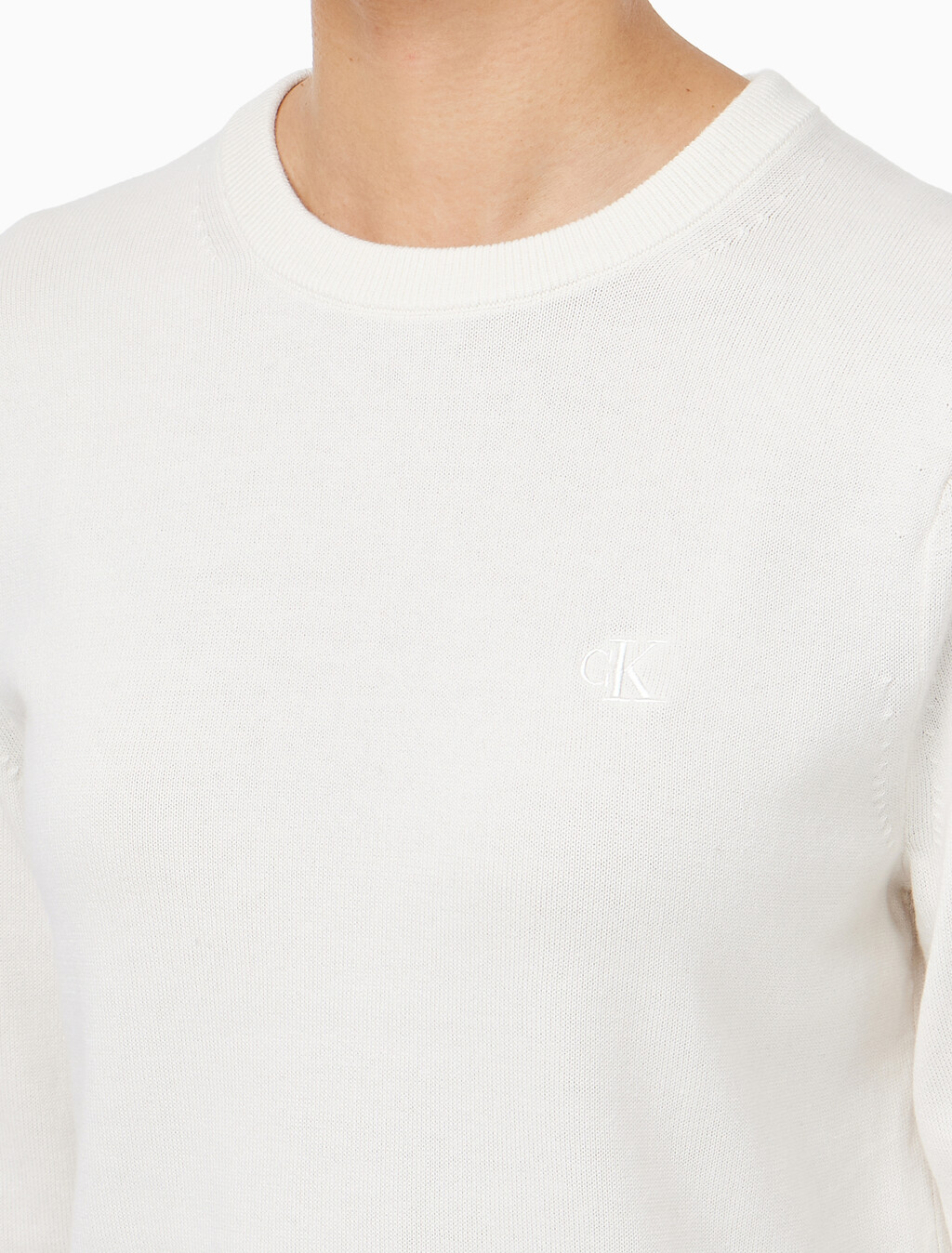 Buy 여성 크루넥 파인 스웨터 in color WHITE