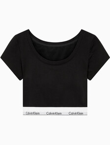 Buy 여성 모던 코튼 티셔츠 아웃푸쉬 브라렛 in color BLACK