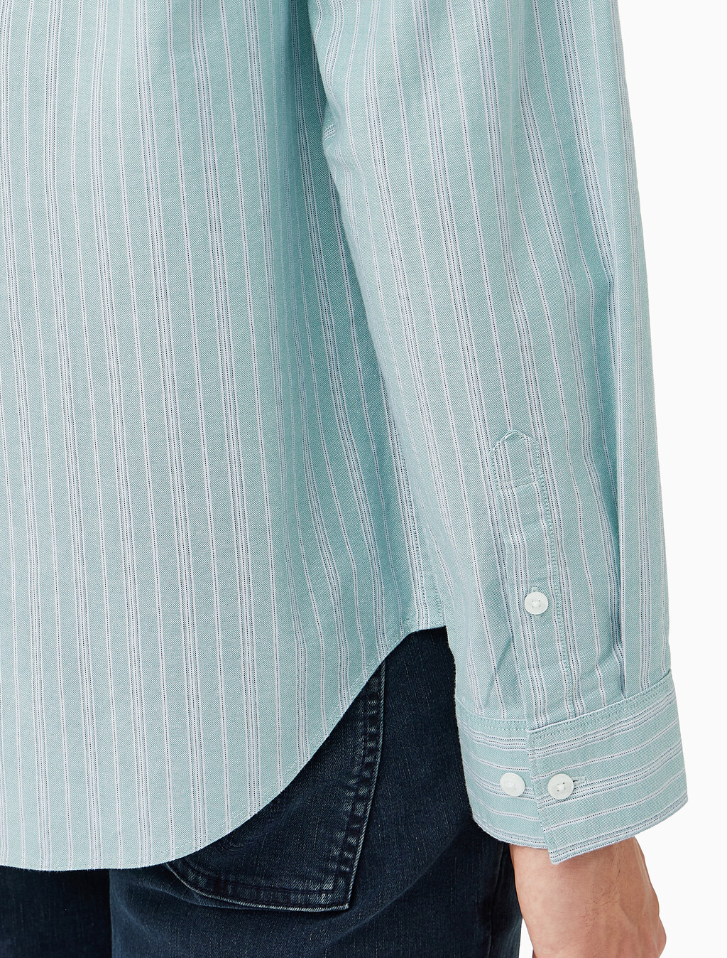 Buy 스트라이프 워시드 옥스포드 이지셔츠 in color Wild Green