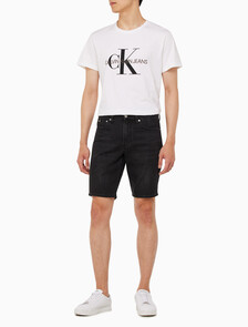 Buy 남성 37.5 기능성 레귤러 블랙 데님 쇼츠 in color WASHED BLACK LOGO LACE