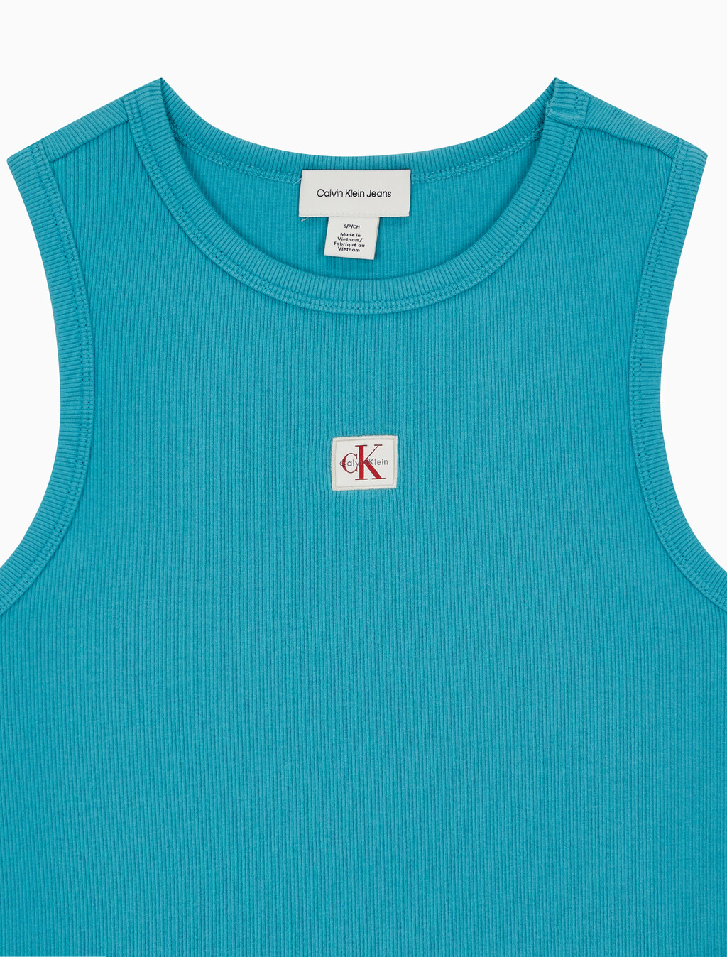 Buy 여성 우븐라벨 코튼 립 탱크 탑 in color TUSCAN TEAL