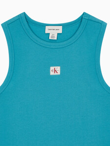 Buy 여성 우븐라벨 코튼 립 탱크 탑 in color TUSCAN TEAL