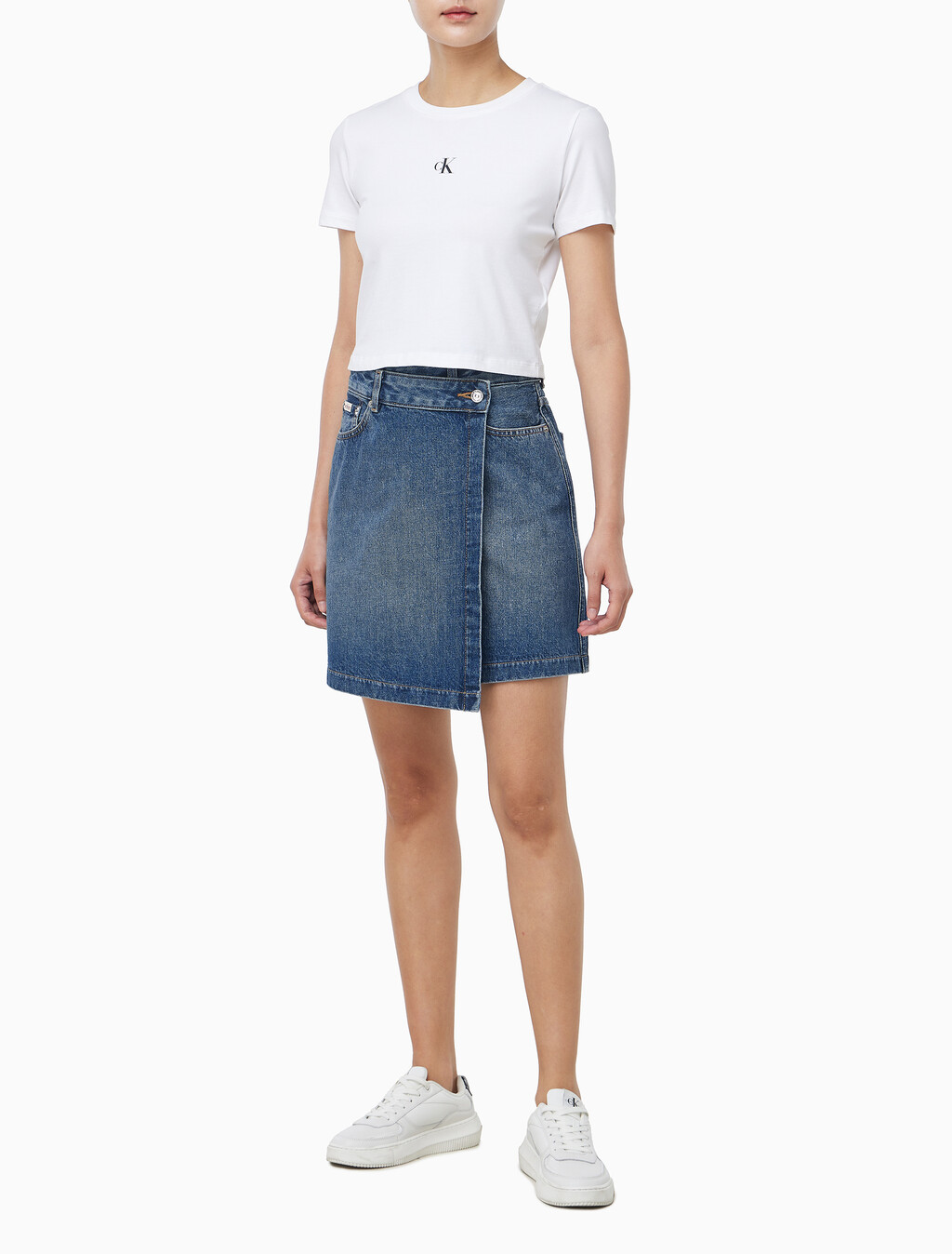 Buy 여성 데님 미니 랩 스커트 in color denim