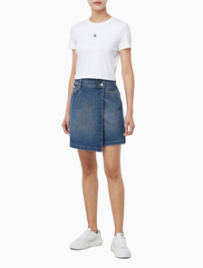 Buy 여성 데님 미니 랩 스커트 in color denim