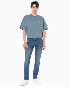 Buy 남성 바디핏 블루그레이 데님 in color GREY STEPPED RELEASE HEM