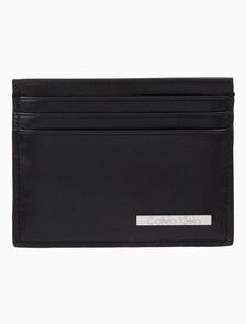 Buy 남성 CK 레더 플라크 카드 지갑 in color BLACK
