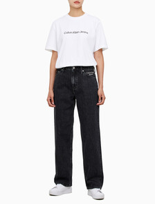 Buy 여성 90's 스트레이트핏 블랙 데님 in color WASHED BLACK LOGO LACE