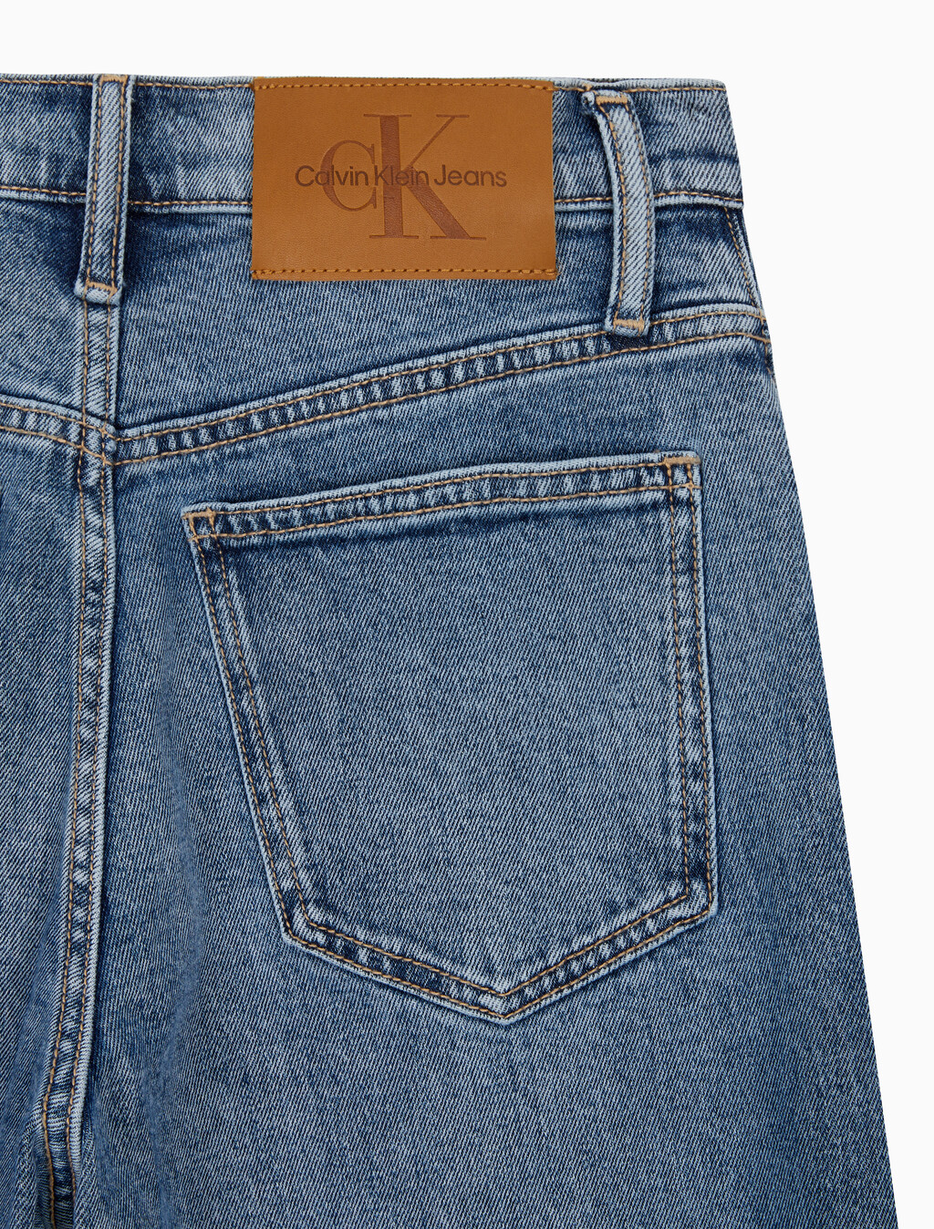 Buy 여성 하이라이즈 루즈핏 미드블루 데님 in color MID BLUE BACK EMBRO