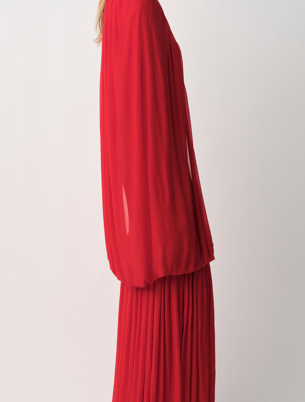 Buy SARA WOMENS DRAPED JERSEY DRES in color Scarlet