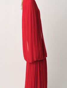 Buy SARA WOMENS DRAPED JERSEY DRES in color Scarlet