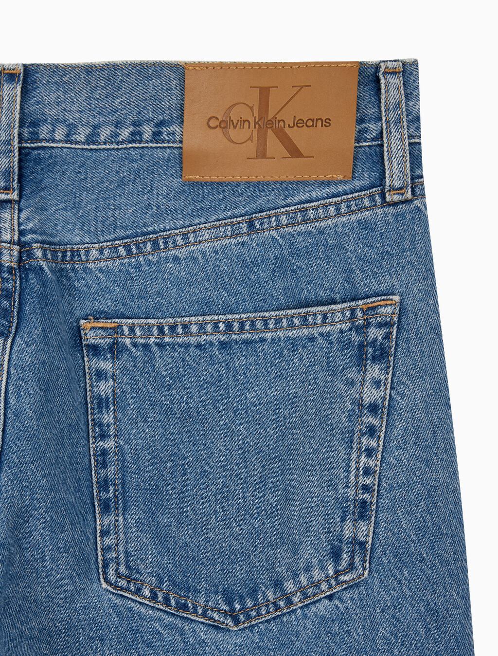 Buy 남성 스탠다드 스트레이트핏 스톤블루 데님 in color MID BLUE BACK EMBRO