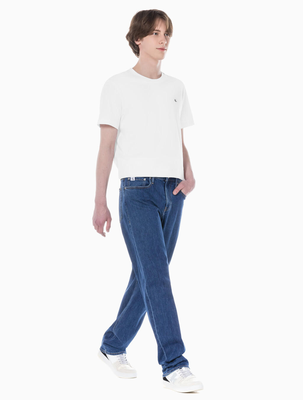 Buy 남성 90's 스트레이트핏 미드블루 데님 in color MID BLUE BACK EMBRO