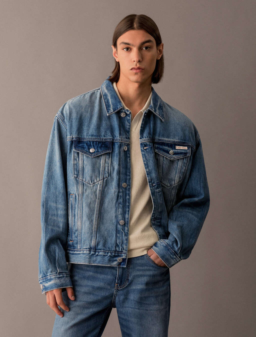 Buy 남성 90's 오로라 블루 데님 자켓 in color BLUE