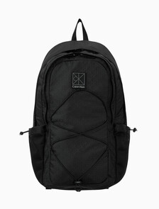 Buy 남녀공용 유틸리티 엠블럼 번지 백팩 in color BLACK