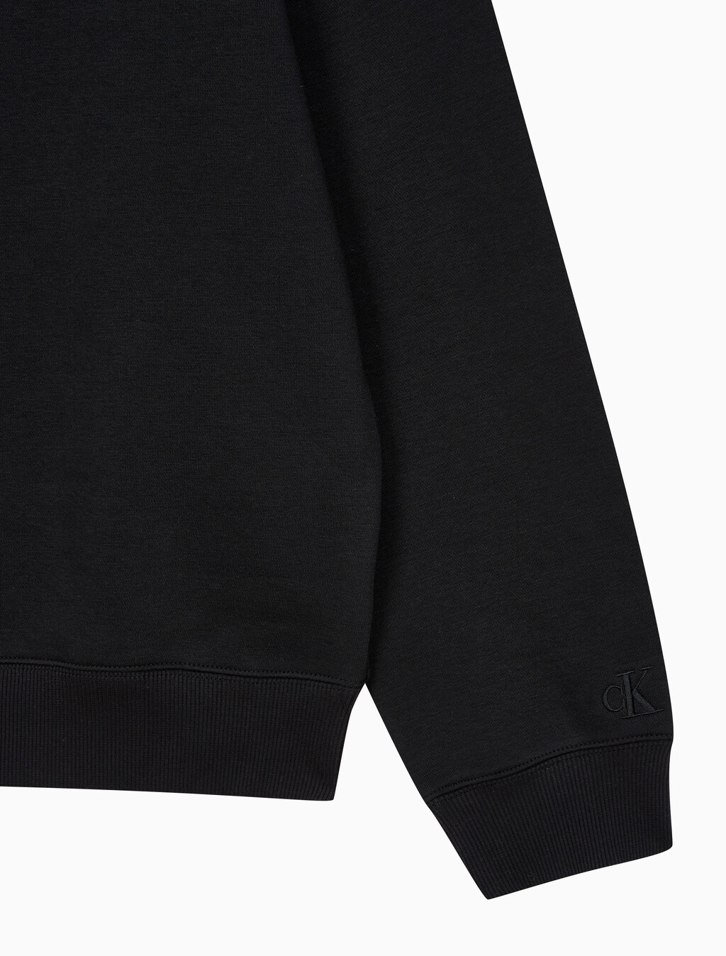 Buy 남녀공용 릴렉스핏 스몰 모노그램 로고 기모 스웨트셔츠 in color CK BLACK